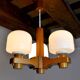 Nordic chandelier in Wood and Opaline, Denmark, 1970