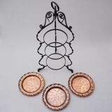 Présentoir de gâteaux Arts & Crafts style Townshends, fer et cuivre, années 1900 ca, anglais