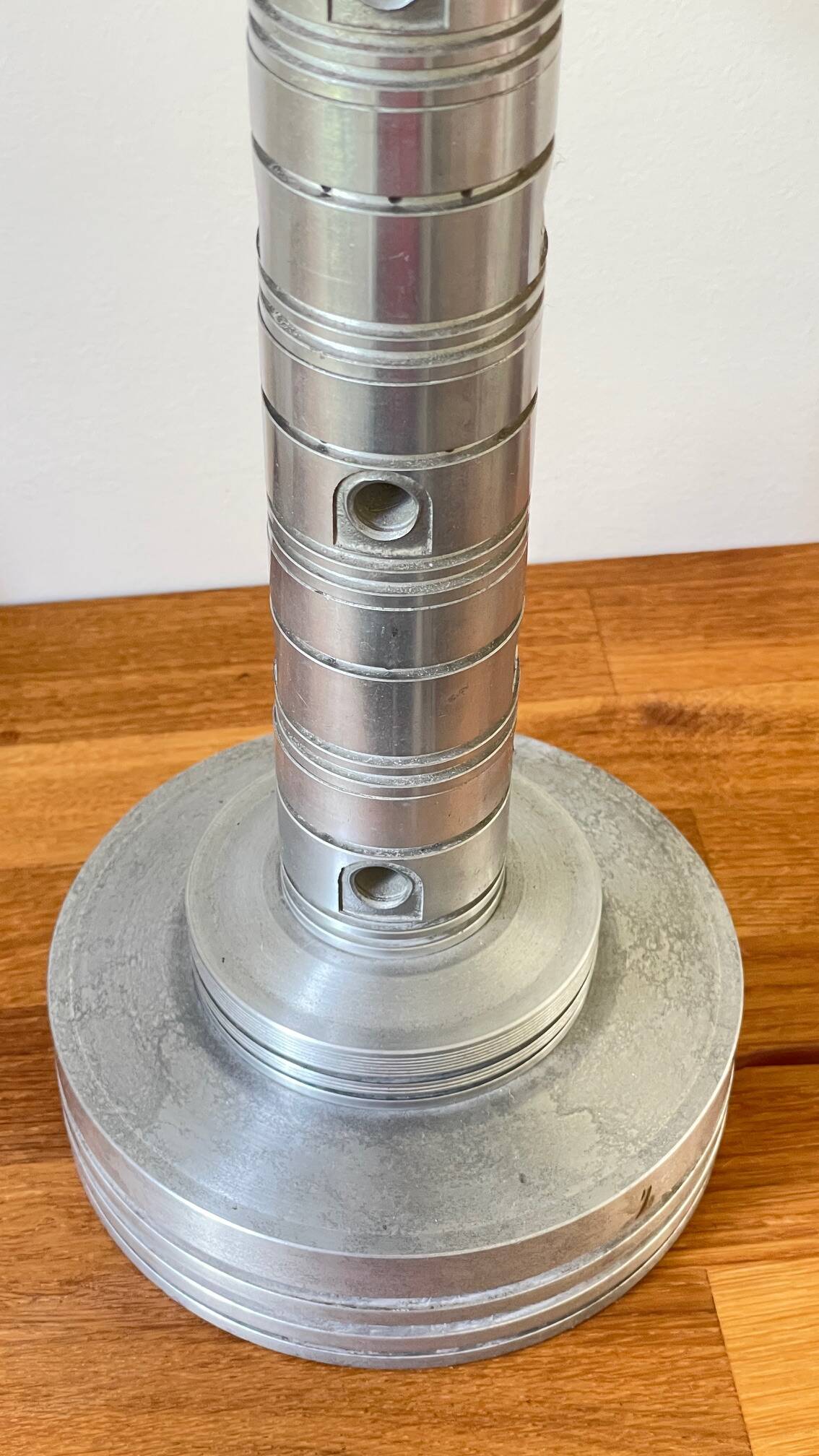 Industrial lamp polished metal and fabric kaki vintage