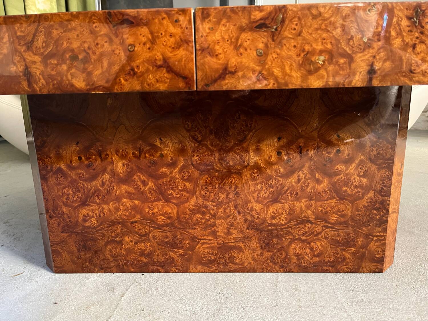 1970s elm burl coffee table / bar