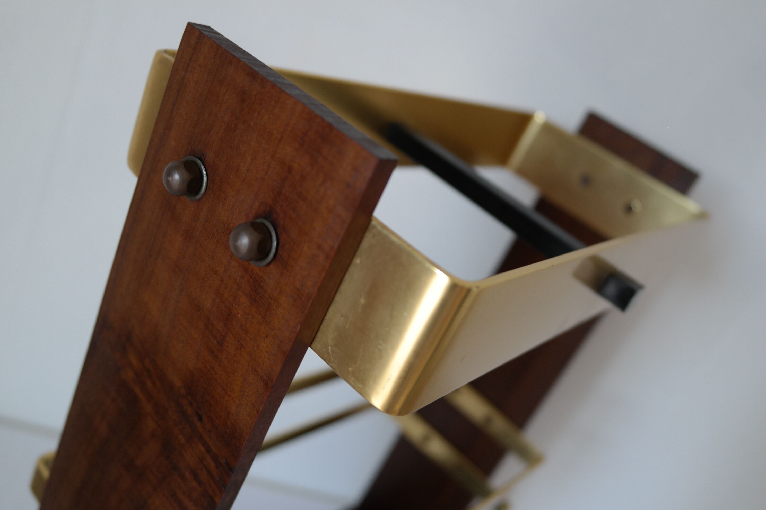 Vintage wooden and brass umbrella holder