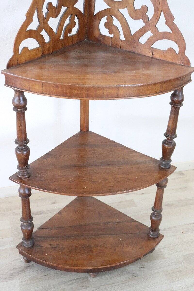 Antique walnut corner shelves 19th century