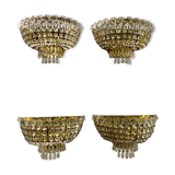 Set 4 crystal wall light gilded structure