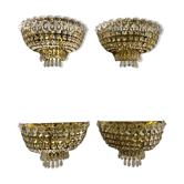 Set 4 crystal wall light gilded structure