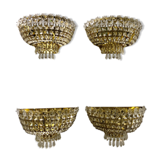 Set 4 crystal wall light gilded structure