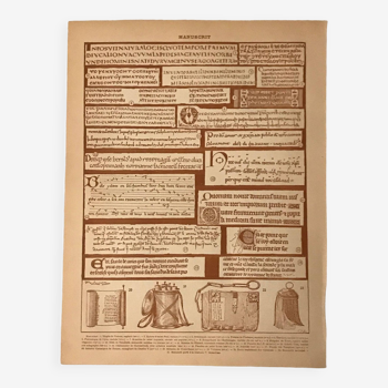 lithographie planche Manuscrit larousse