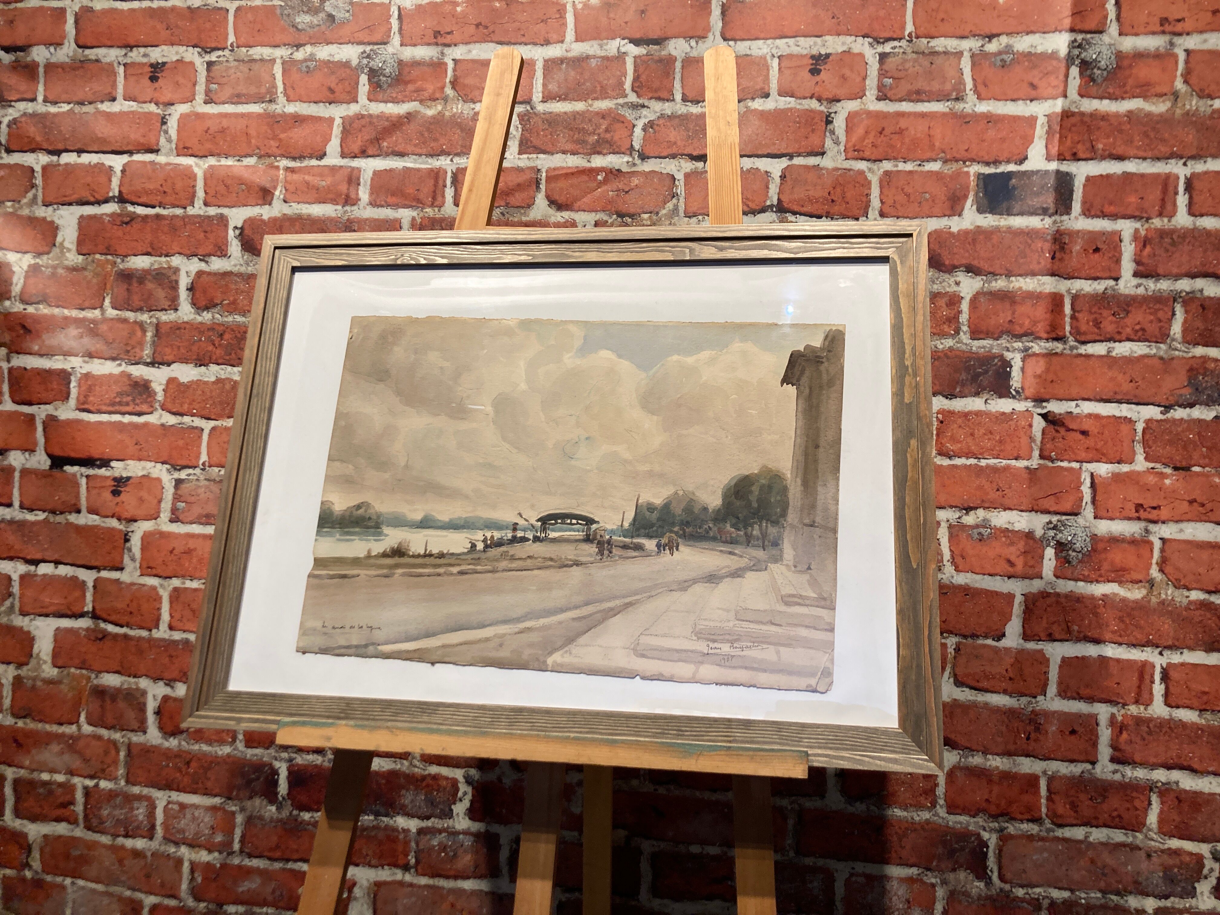 Watercolor depicting a seaside