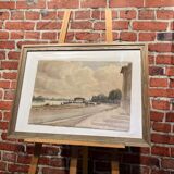 Aquarelle représentant un bord de mer