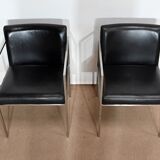 Pair of square armchairs, imitation leather – 1970