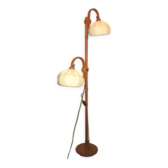 Domus teak multi-adjustable double-light floor lamp, Denmark 1970