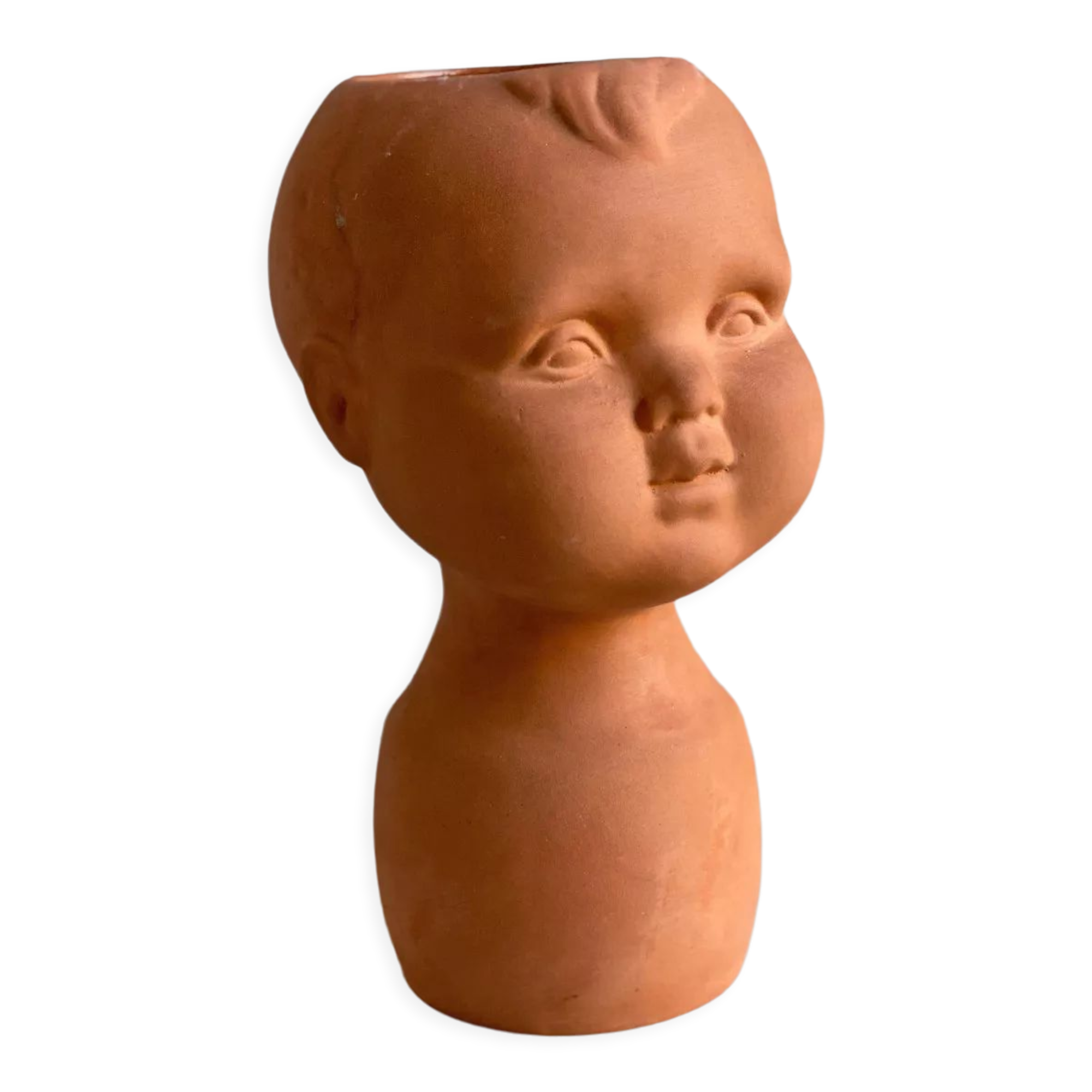 Vintage terracotta kids head vase