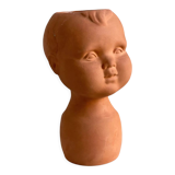 Vintage terracotta kids head vase
