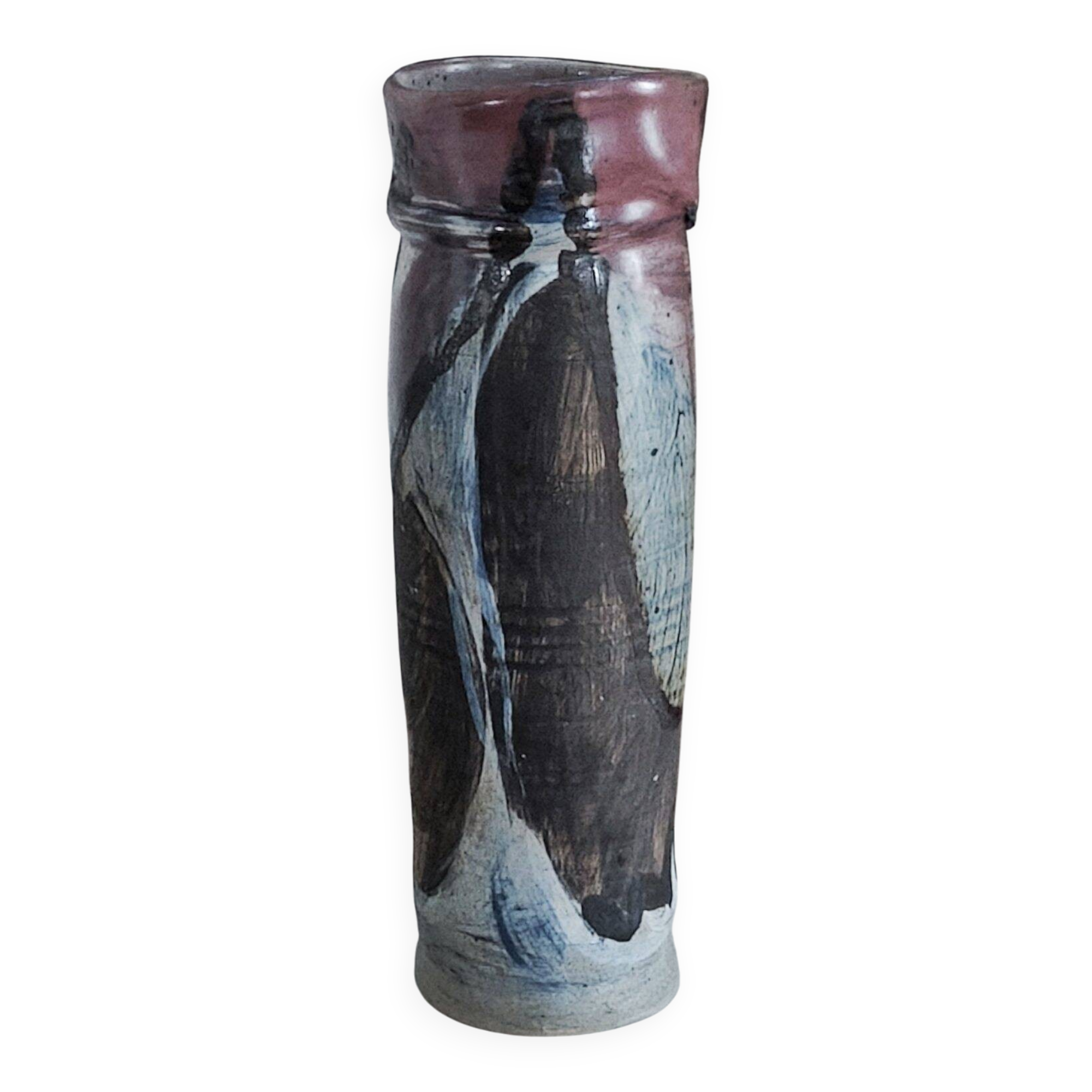Vintage abstract ceramic roller vase – signed