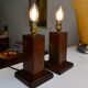 Pair of Art Deco lamps in solid mahogany