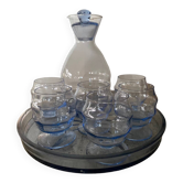 Ensemble de verres carafe et plateau Art deco