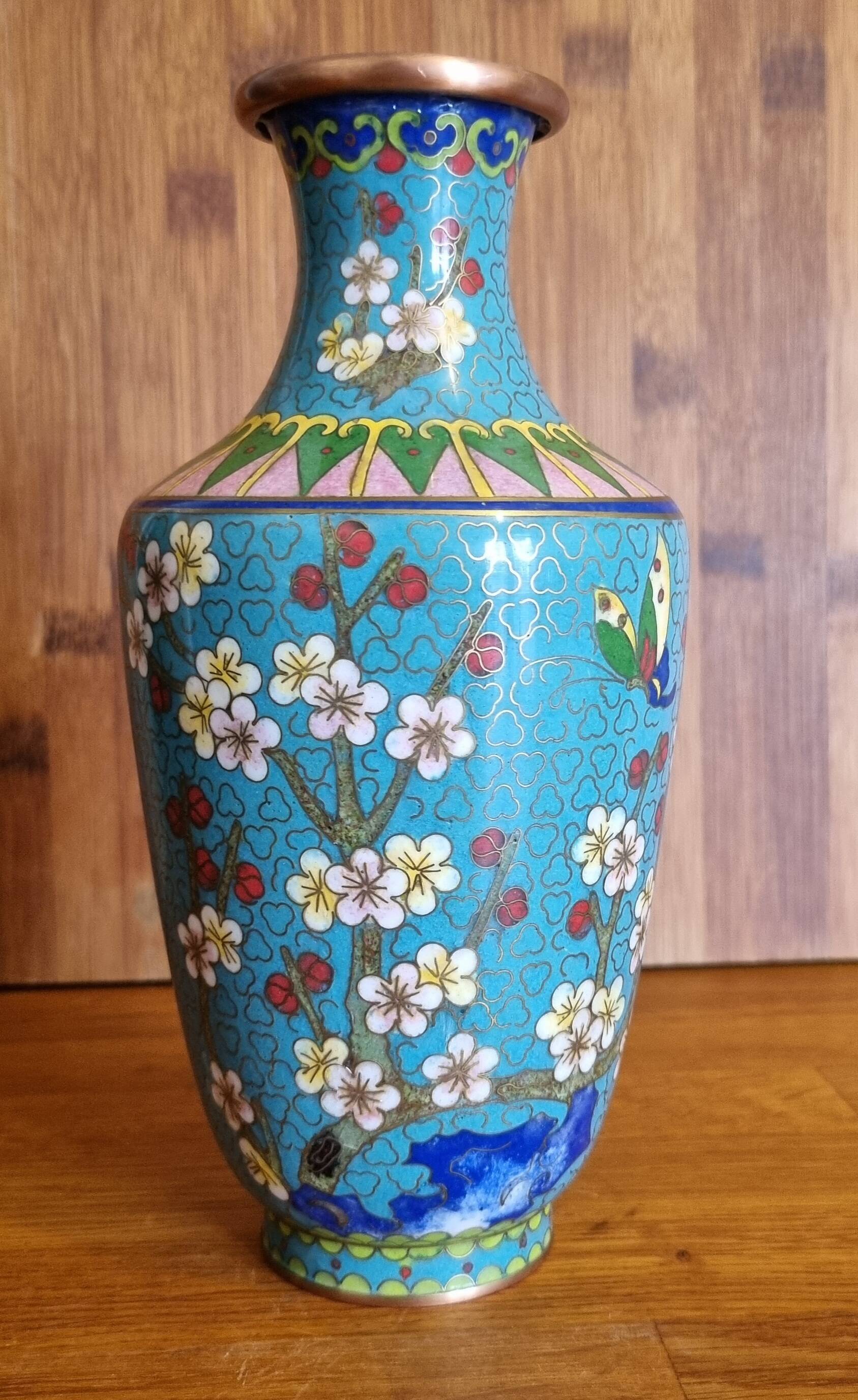 Cherry Blossom Cloisonne Vase