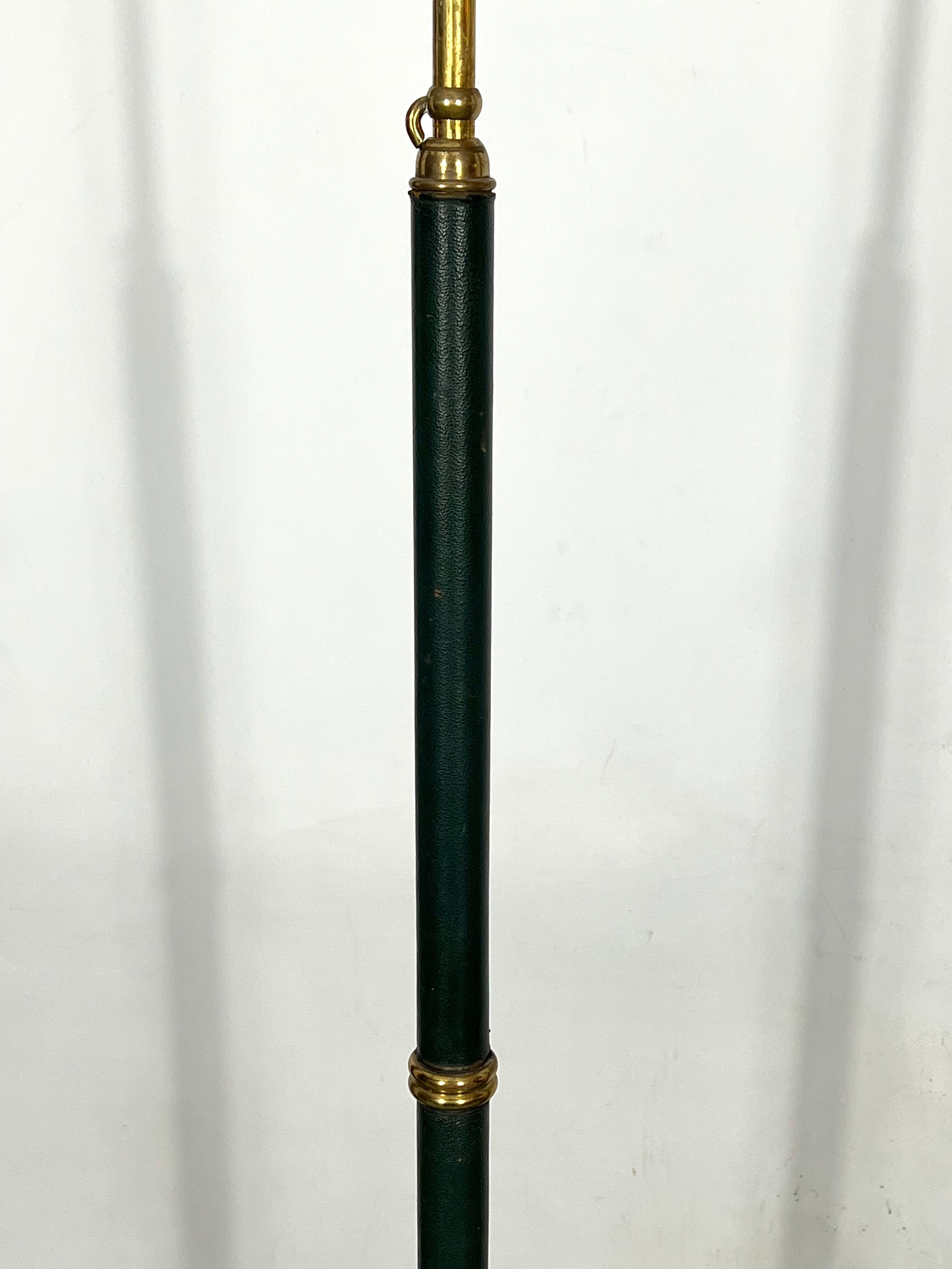 Arredoluce Monza, vintage brass and leather floor lamp. 40s