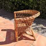 Vintage rattan children's armchair 1960