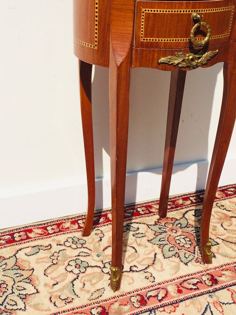 Console - table pedestal table marquetry style louis xv