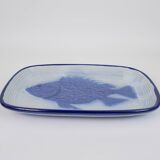 Large St Clément dish with blue fish decoration