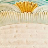 Rare and exquisite oval asparagus dish in Barbotine earthenware (majolica).