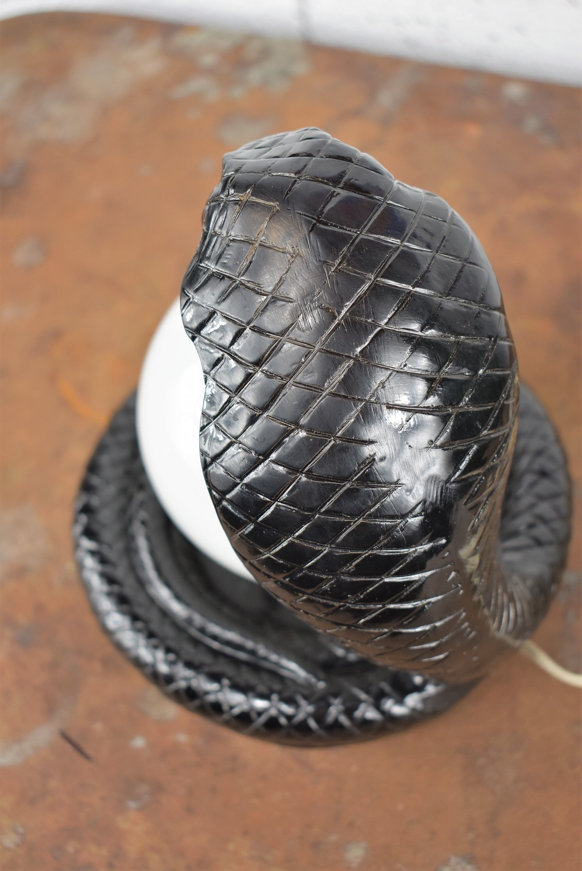 Vintage cobra lamp in black resin