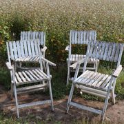 Set of 4 folding garden chairs in slatted wood – 1940 design