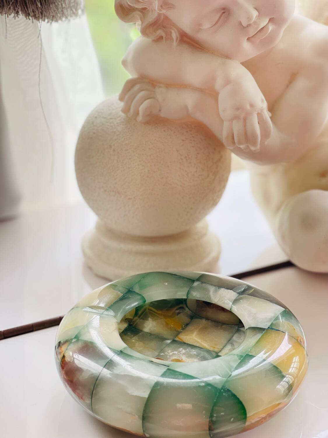 Onyx/marble ashtray or tray – natural stone assembly