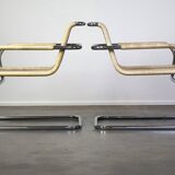 Set of two vintage design chairs by Franco Albini for Tecta, chrome and rattan