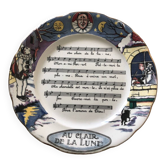 Assiette Au Clair de la Lune Vintage des années 30 fayenceries de Sarreguemines