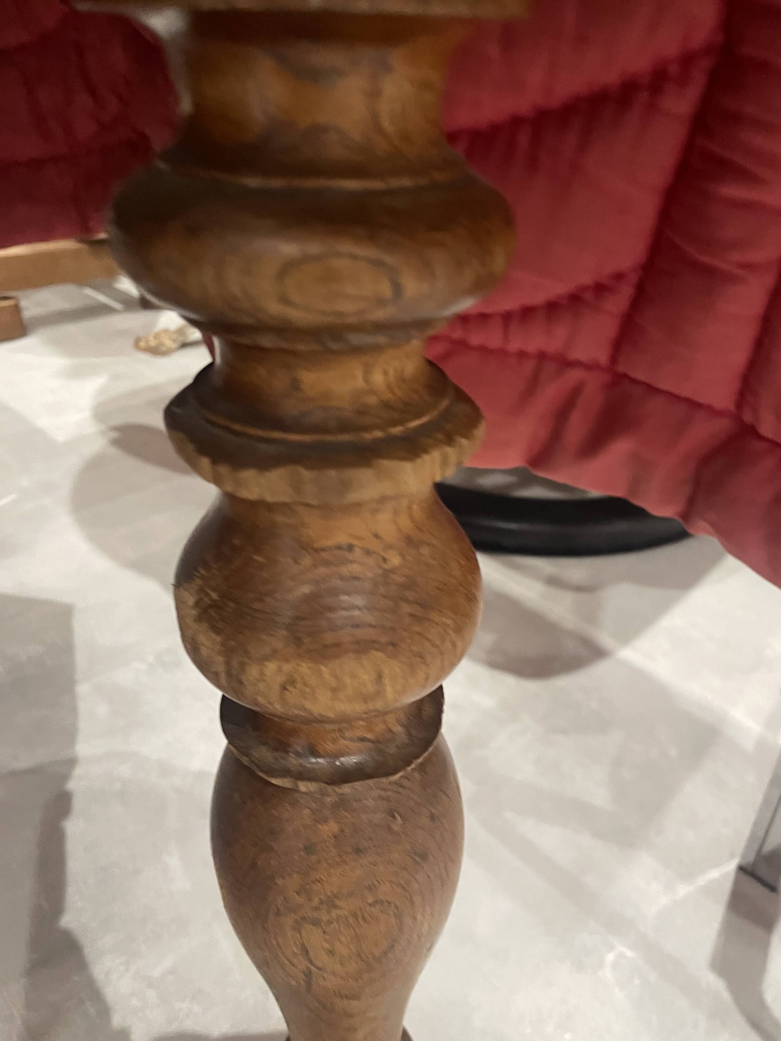 Antique natural wood farm table with 3 drawers