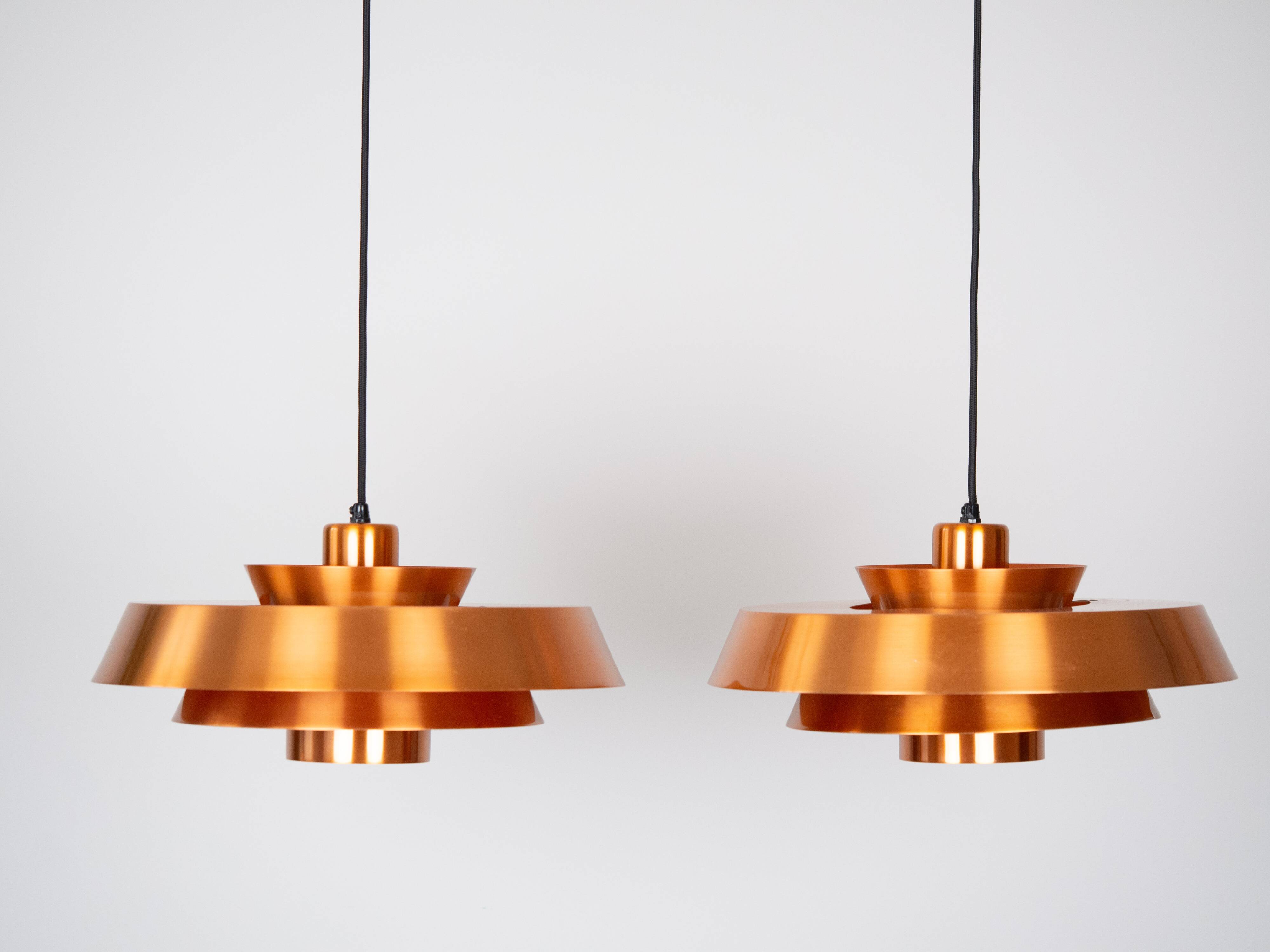 Pair of 2 Danish vintage lamps Nova by Jo Hammerborg, Fog og Morup, 1963