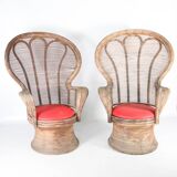 Pair of rattan armchairs
