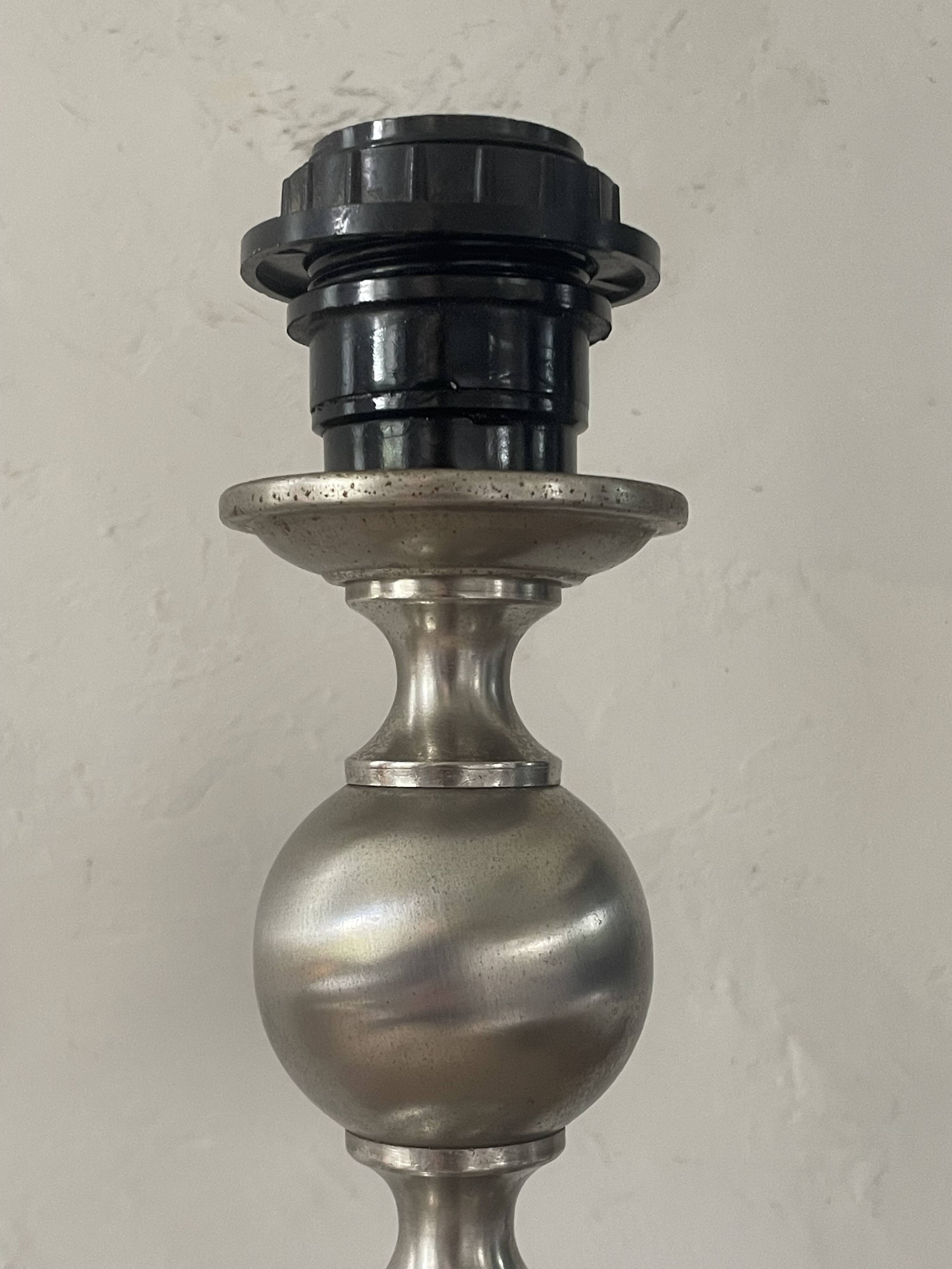 Brushed aluminium lamp 43cm 1970s