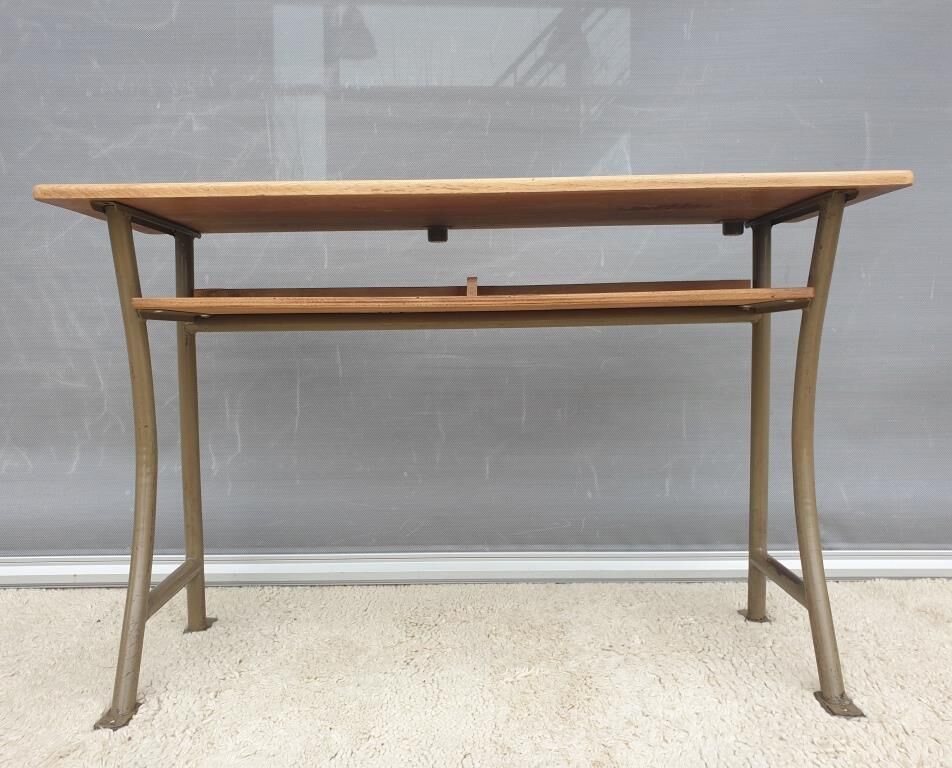 Double desk of schoolboy wood metal vintage curved base