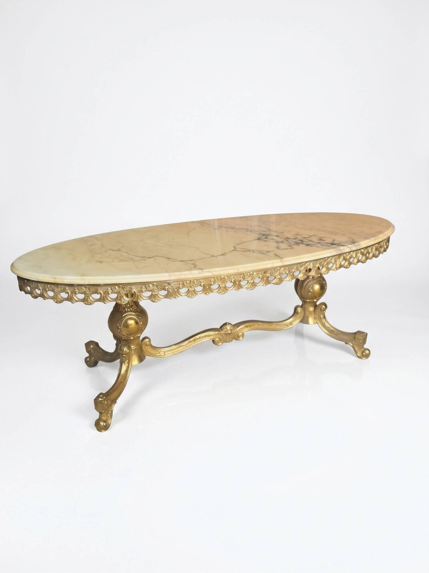 Table basse en bronze et marbre années 1960