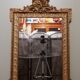Mirror with pediment rocaille in gilded wood and stucco Louis XV style