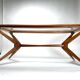 Vintage Italian Table in Wood and Brass by Turin School, 1950s