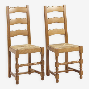 2 chaises en hêtre et assise paille