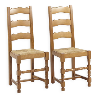 2 chaises en hêtre et assise paille