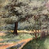 Painting "Path in the undergrowth", Gouache on paper, framed