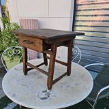 Antique folk art oak table or bedside table