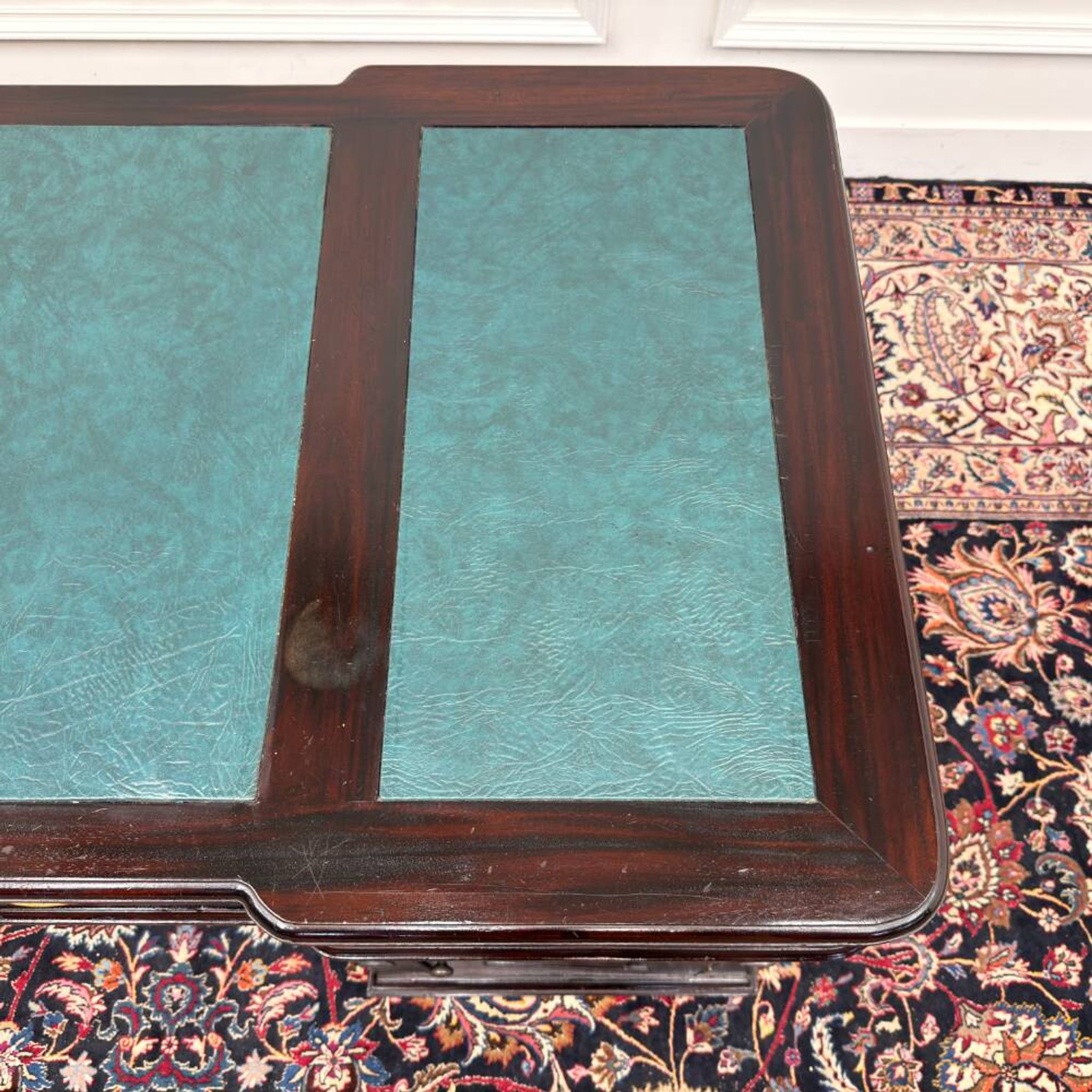 Classic English Desk Green Leather Inlay