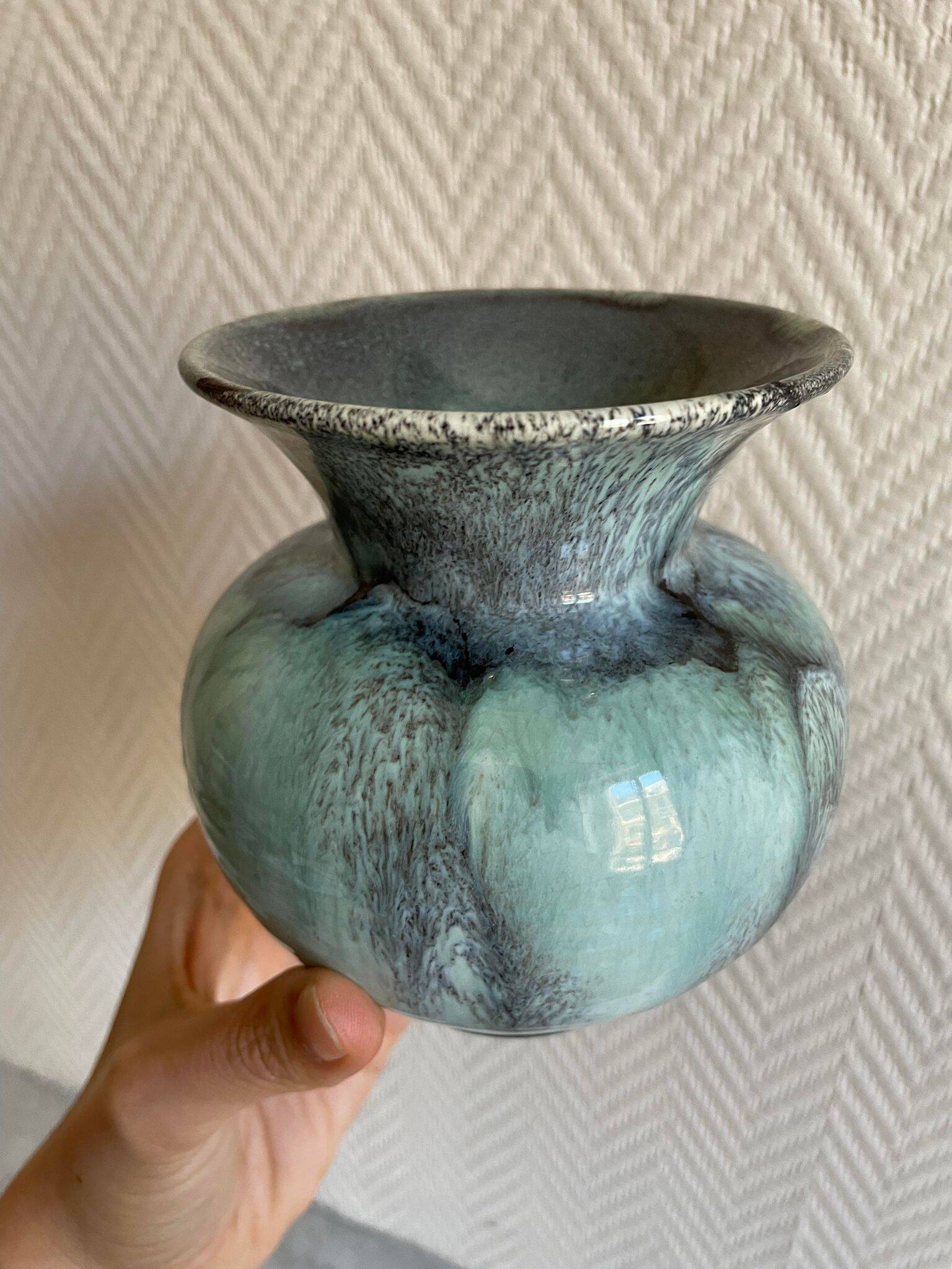 Blue lava style vase Vallauris