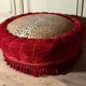 Large velvet pouf with trimmings, around 1880