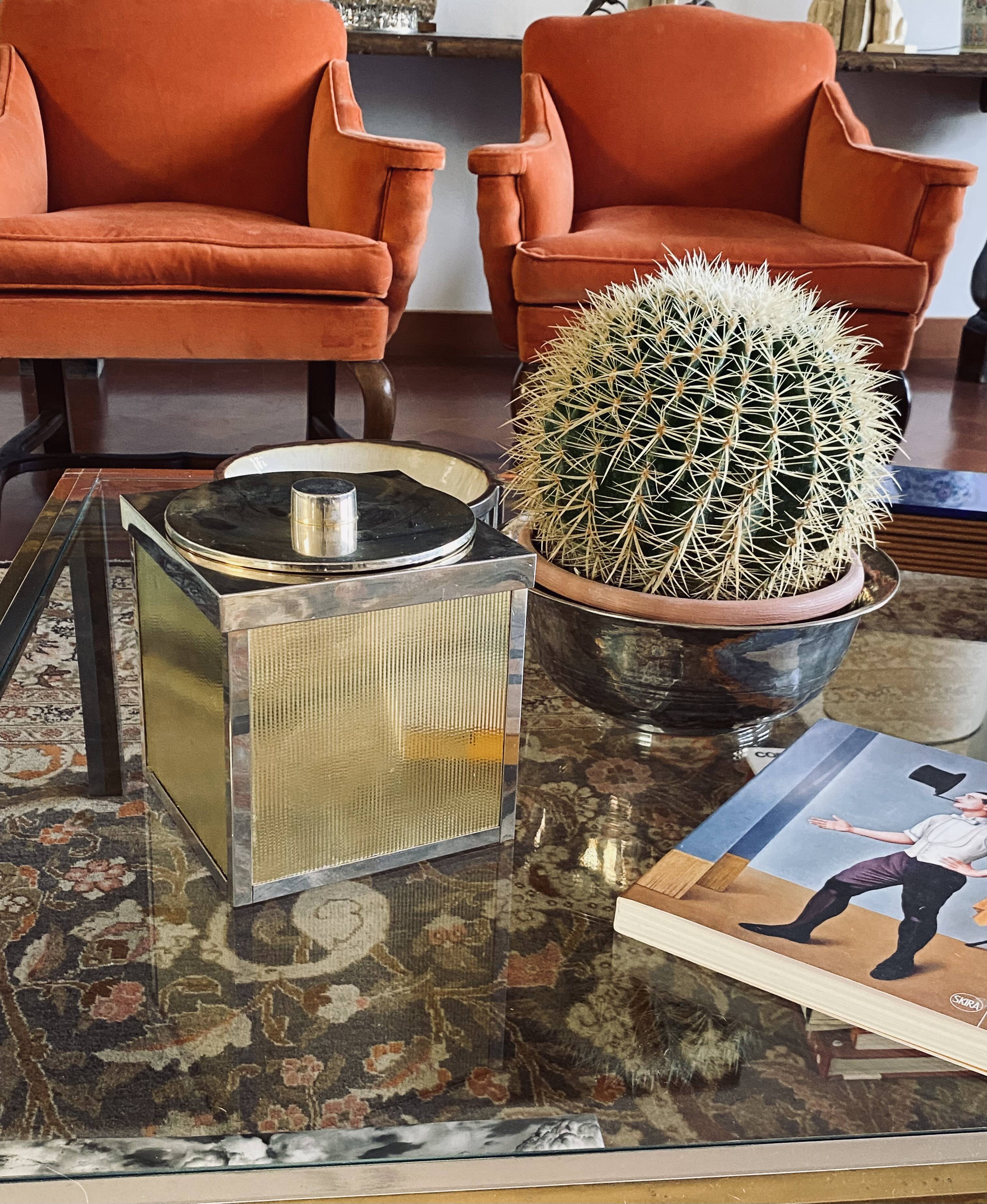 Hollywood regency golden Ice Bucket, Italy, ca. 1970s