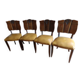 lot de 4 chaises Art Déco vintage bois sculpté grappe de raisin
