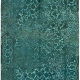 Handmade turkish unique 1980s turquoise wool carpet