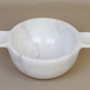Gabriella – White Natural Marble Bowl with handles  | L 32cm W 20cm H 10cm