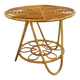 Round coffee table with 60's vintage rattan magazine tray